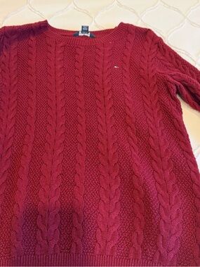 Tommy Hilfiger Kids Cable Knit Crew Sweater - Burgundy
